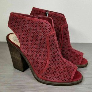 Vince Camuto Klova Block Heel Sandal, Merlot Red Suede, Womens Various Sizes